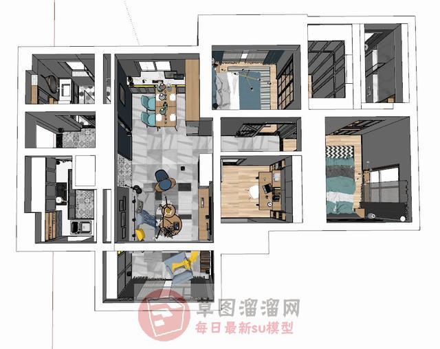 欧式简约家装SU模型
