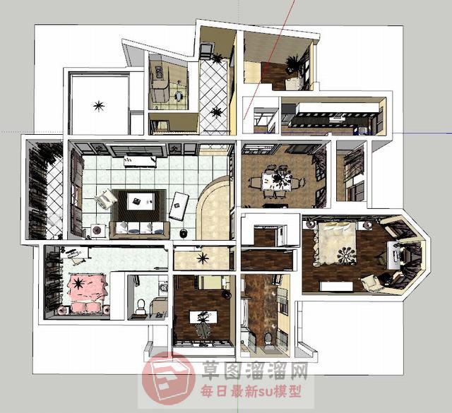 欧式家装室内SU模型