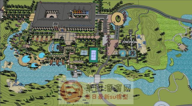 欧式滨湖公园SU模型