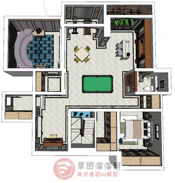 复式家装公寓SU模型