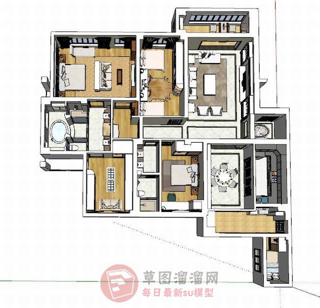 简欧室内家装SU模型