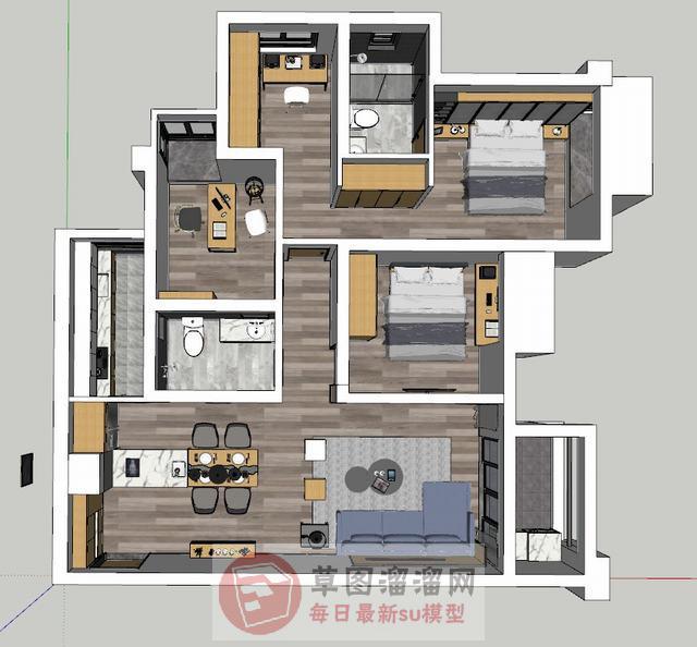 现代风格室内家装SU模型