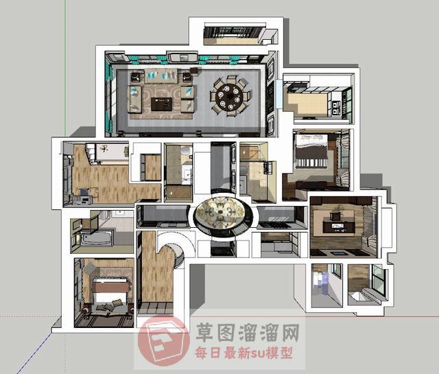 户型简约家装SU模型