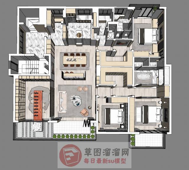 简约户型家装SU模型