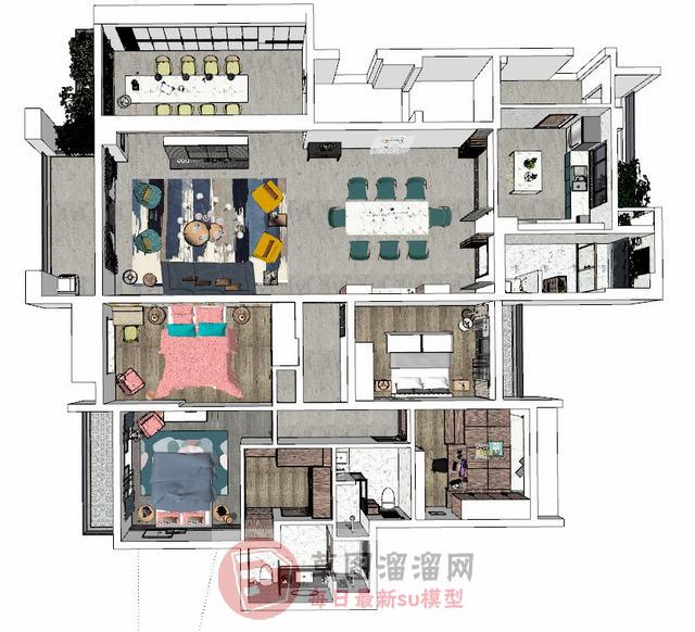 家装样板房沙发SU模型