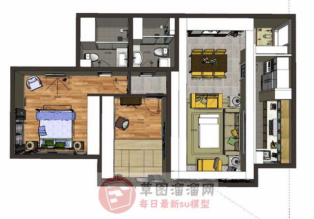 美式田园风格家装SU模型