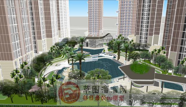 小区景观规划SU模型
