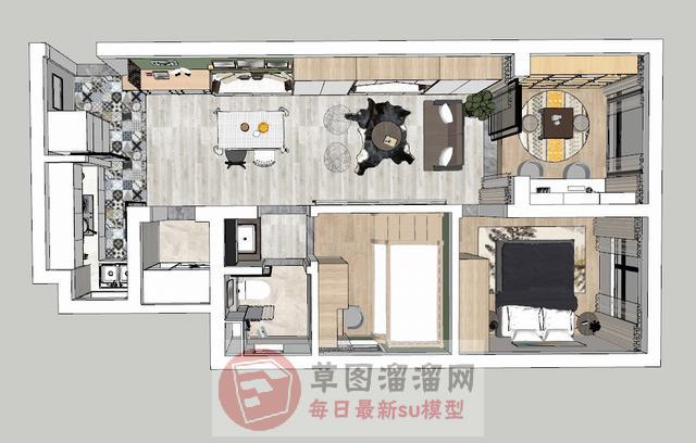 北欧风格户型家装SU模型