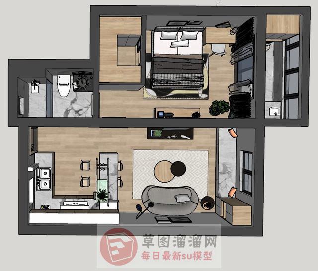 简约欧式公寓SU模型
