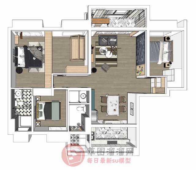 欧式风格家装空间SU模型