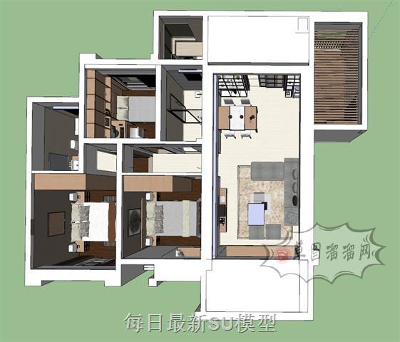 欧式风格家装户型SU模型