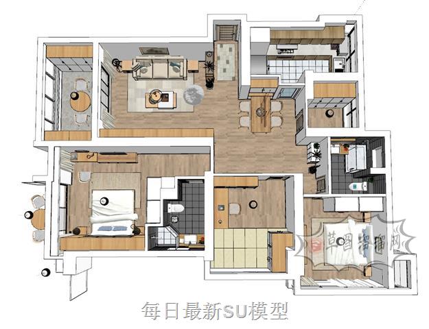 日式家装室内SU模型