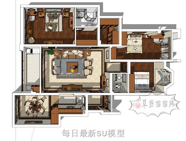 古典欧式风格家装SU模型
