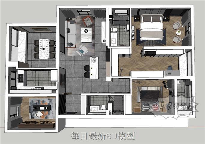 北欧家装户型SU模型