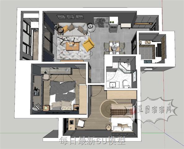 小户型完整家装SU模型