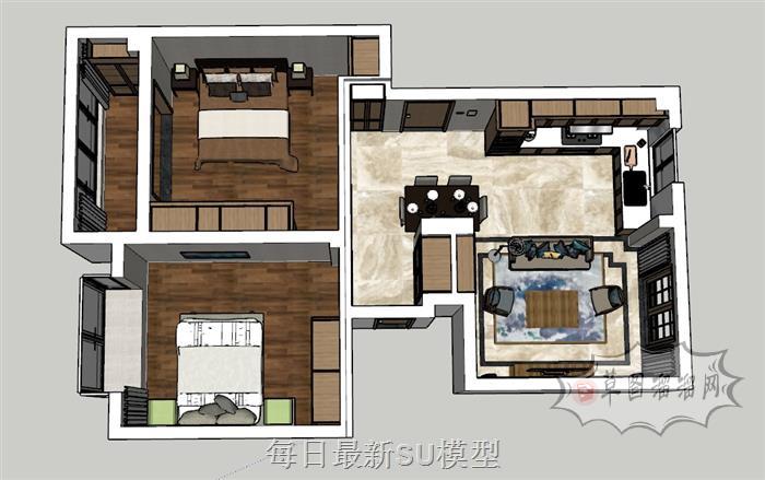中式风格户型家装SU模型