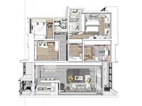 现代风格四房家装SU模型