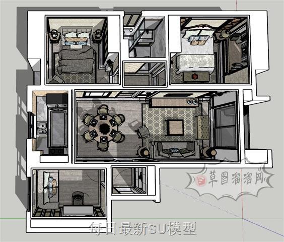 小户型住宅公寓SU模型