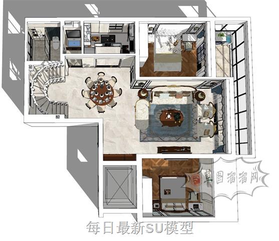 美式家装SU模型