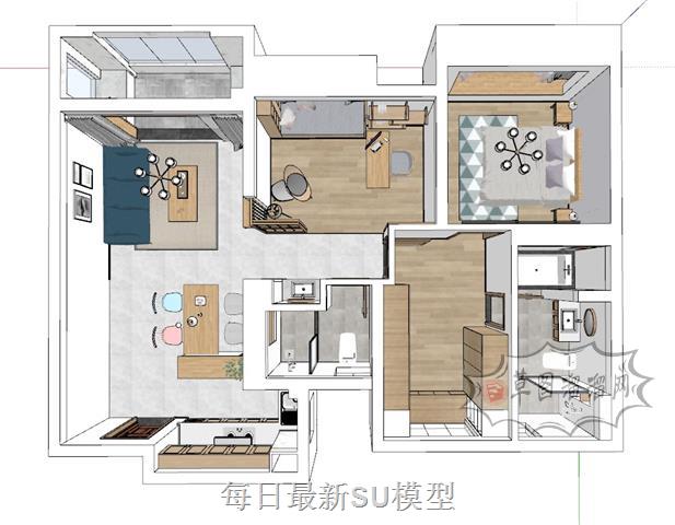 简约日式风格家装SU模型