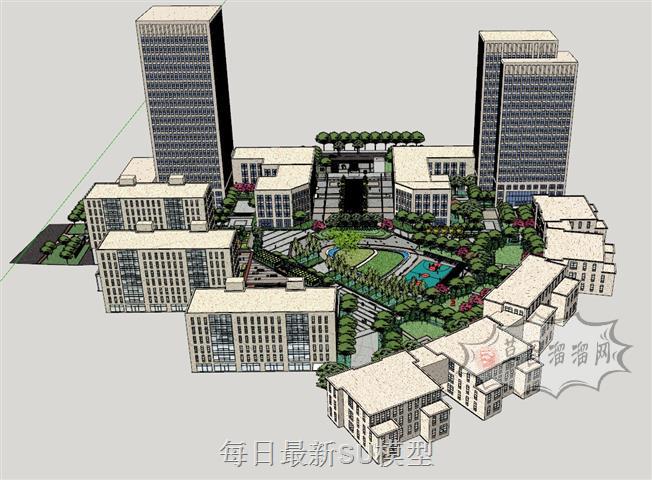 小区景观篮球场SU模型