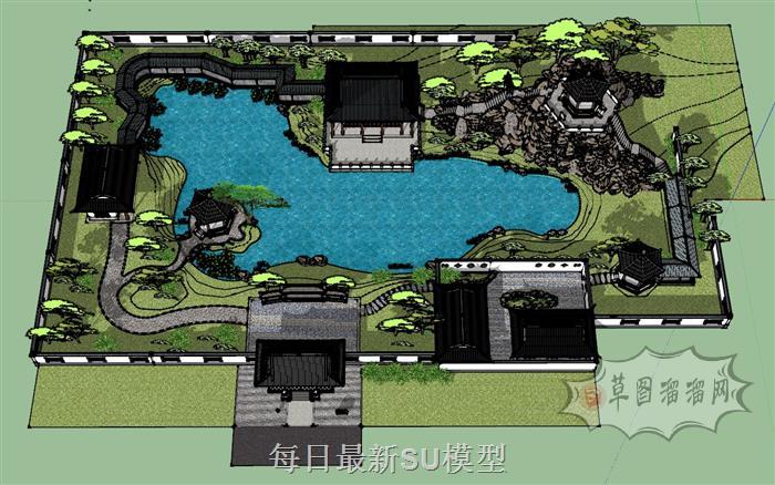 中式古典园林SU模型