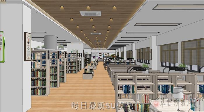 书店书吧图书室SU模型
