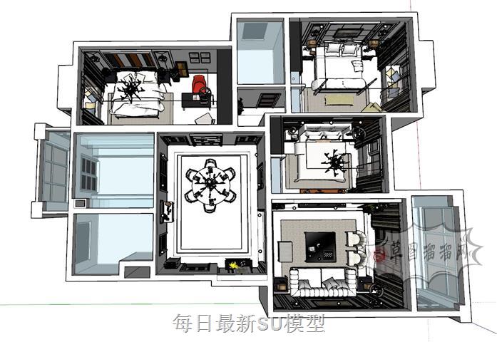 欧式家装室内SU模型