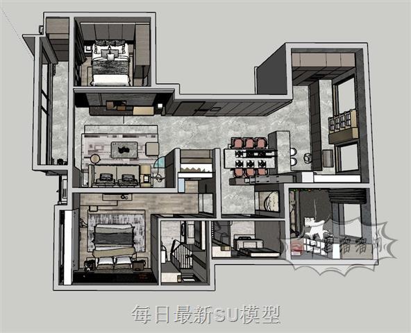 北欧现代家装SU模型