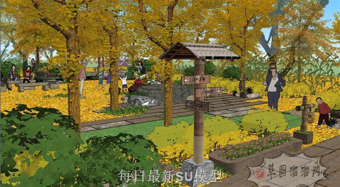 枫树林景观公园SU模型