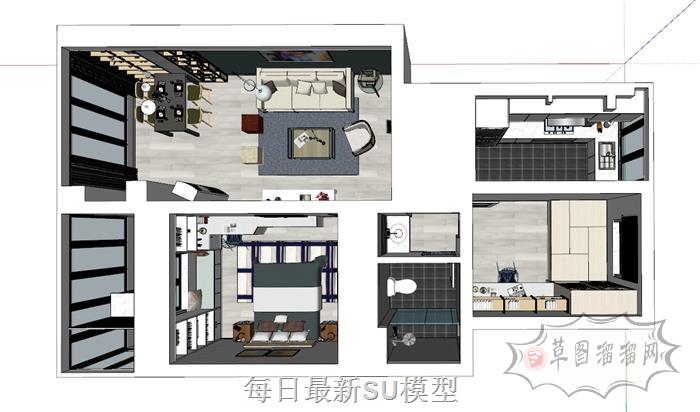 现代风格室内家装SU模型