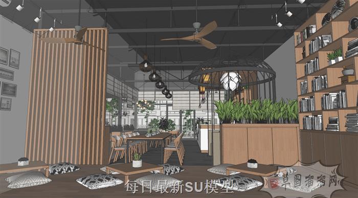 咖啡厅咖啡店饮品店SU模型