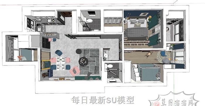 户型现代家装SU模型