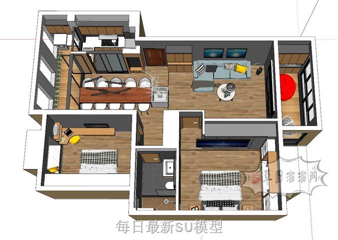 小户型两房家装SU模型