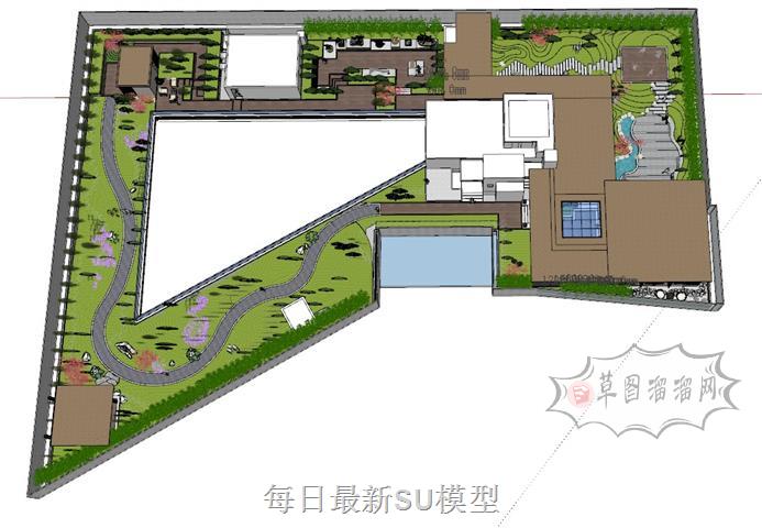 露台花园景观SU模型