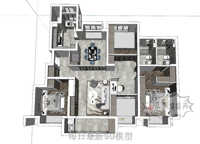 现代家装样板间SU模型