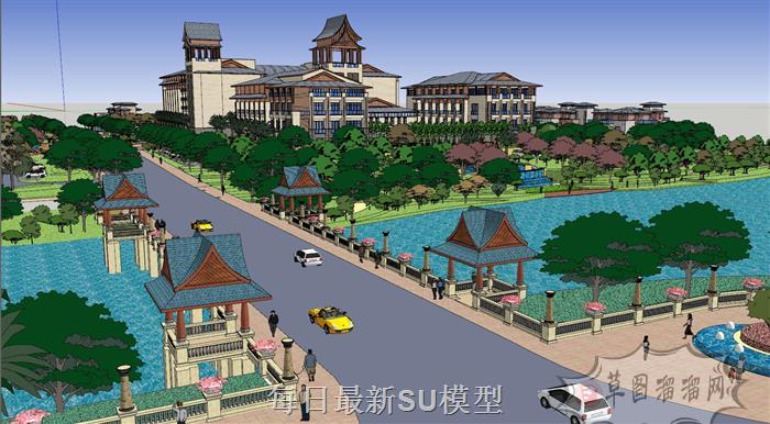 东南亚酒店景观SU模型
