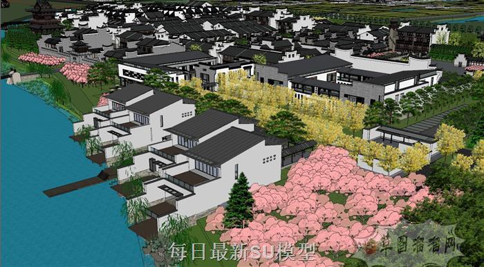 中式古城别墅SU模型
