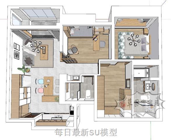 日式家装户型SU模型