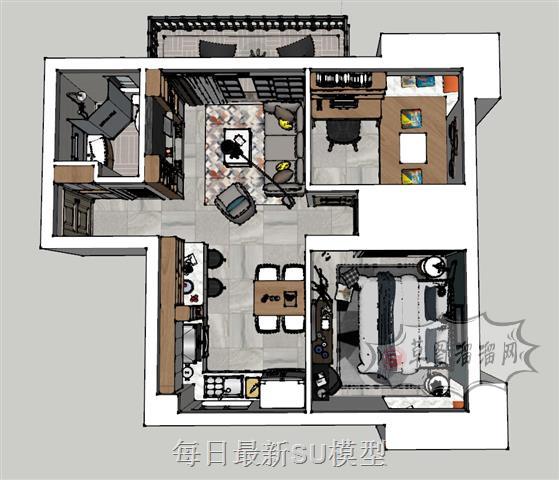 小户型家装室内SU模型