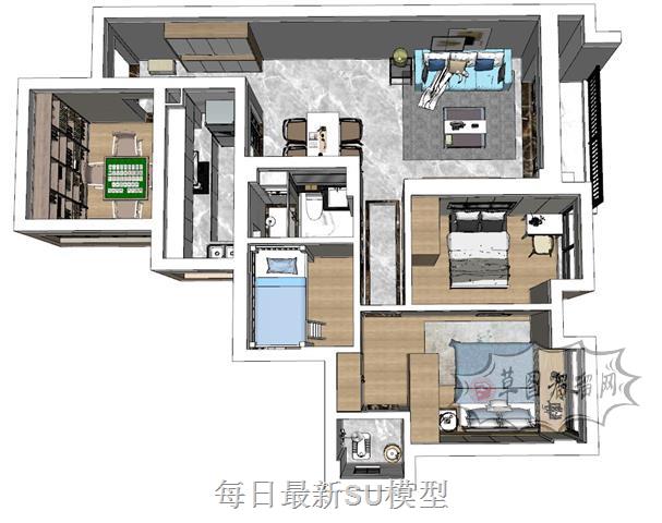 简约小户型家装SU模型