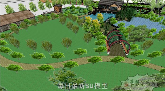 休闲度假公园SU模型