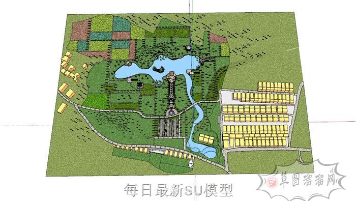 广场公园景观SU模型