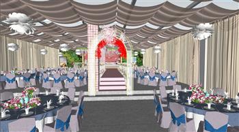 婚礼宴席会场SU模型