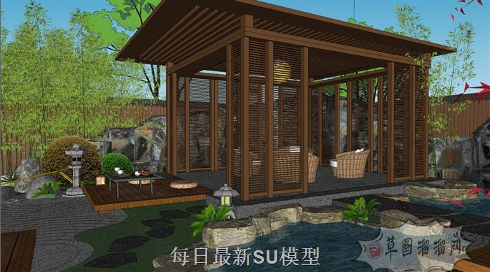 中式庭院景观SU模型