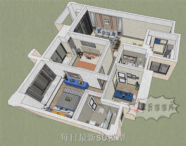 现代户型家装SU模型