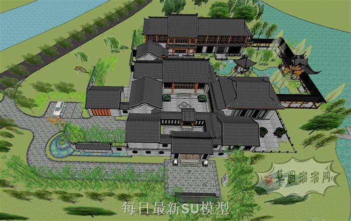 中式古典园林SU模型