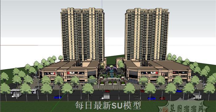 小区沿街商铺SU模型