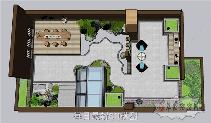 庭院屋顶花园景观SU模型