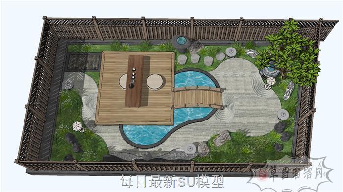中式日式庭院SU模型